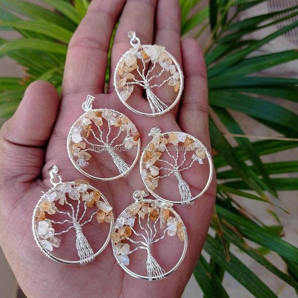 Wisdom Tree Charm 7 Chakra Reiki Healing Tree of Life Pendant Natural Lapis - Picture 1 of 12